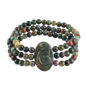 Multi Jasper Carved Dragon Stretch Multi-Row Beaded Bracelet 165.00 ctw 7.5 inch